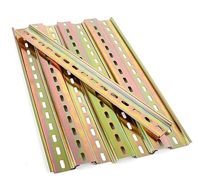 2-Piece DIN Mounting Rails – 35mm Slotted Iron Rails for Terminal Blocks, Relays & Contactors | Industrial Electrical Panel Accessories | 50 Centimeter | Pack Of 2