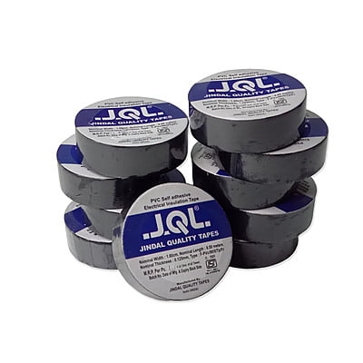Jindal Quality Tape  PVC Electrical Insulation Tape-Colored Pack of 10 Pieces (Black, 10)