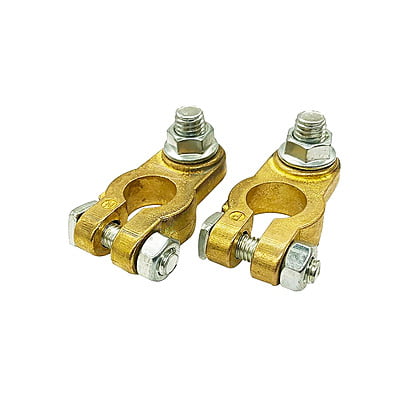 Brass Battery Terminal Connectors, Top Post Battery Terminals Clamp Set for Marine Car Boat RV Vehicles (pack of 4))