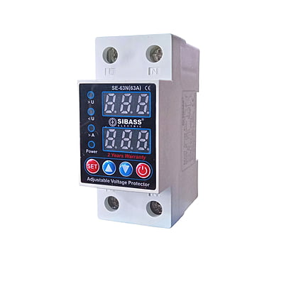 Automatic Over/Under Voltage and Over Load Protection (Adjustable Setting) with Auto Re-Connect 63A