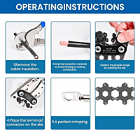 thumbnail image 2 of Battery Cable Lug Crimping Tool With 60Pcs Copper Ring Terminals – 10-1 AWG, Heavy Duty, Blue Handle 2 of 6
