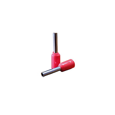 Ferrule Copper Crimp Connector - Insulated Cord Pin End Terminall Red for 1 sq mm (10 nos)