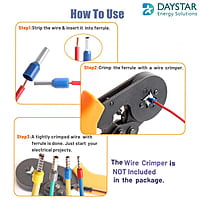 Ferrule Copper Crimp Connector - Insulated Cord Pin End Terminall Black for 1.5 sq mm (10 nos)