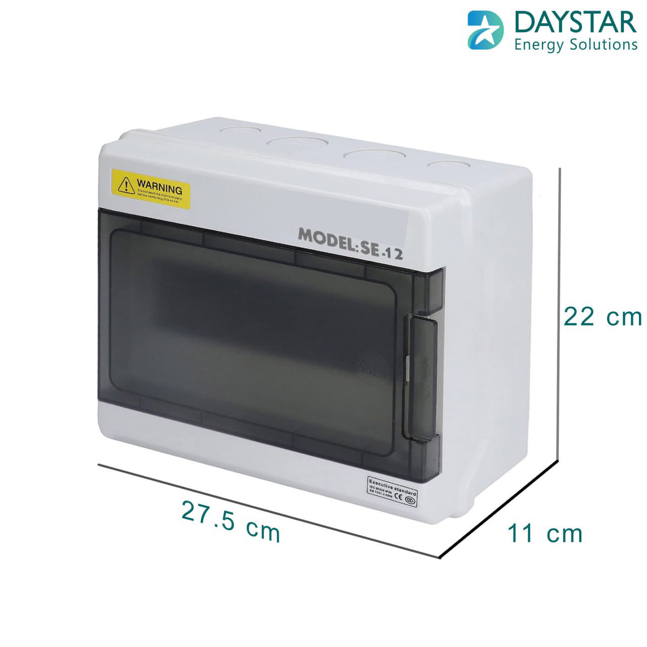 Weatherproof 12-Way MCB Box with Clear PVC Enclosure and Open-Type Cover for Outdoor Power Distribution (12-Pole)