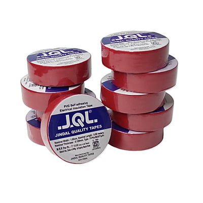Jindal Quality Tape PVC Electrical Insulation Tape-Colored Pack of 10 Pieces (Red , 10)